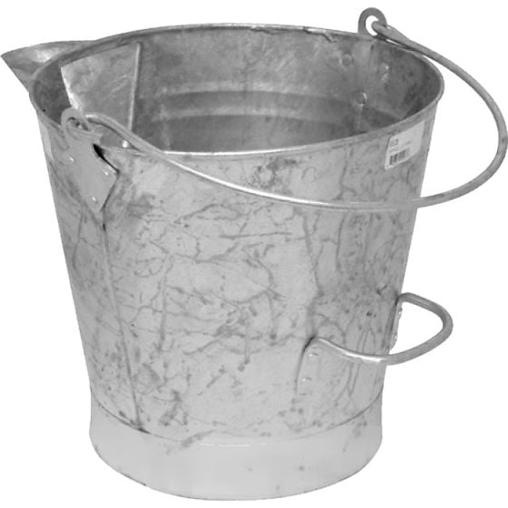 V Lipped Galvanised Tar Bucket w/Tipping Handle, 3 Gallon Load