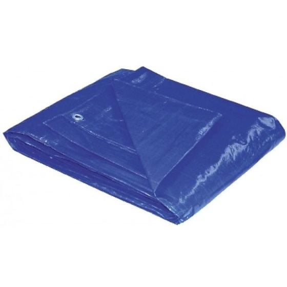 Tarpaulin/Groundsheet, Blue Polythene with Eyelets - Size: 4.5m x 6m