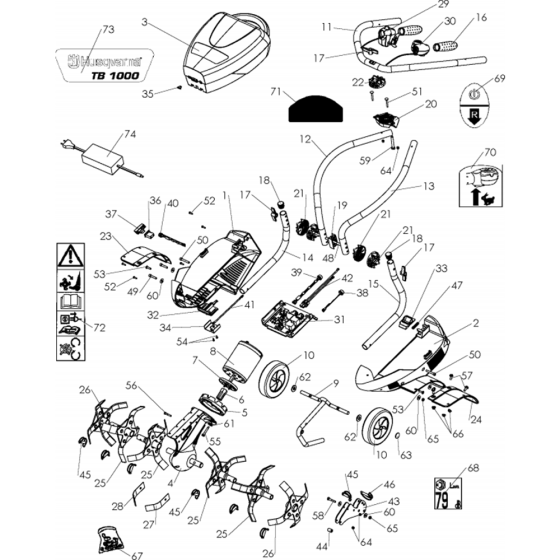 Product Complete Assembly for Husqvarna TB1000 Cultivator/Tiller