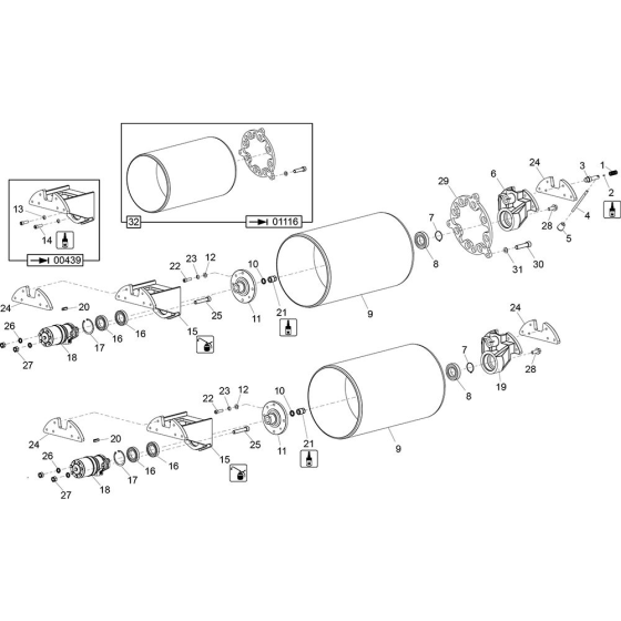 Drums Assembly for Belle TDX 650 Twin Drum Roller Vibrating Roller