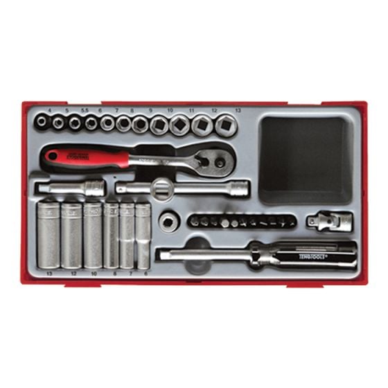 TT1435 35 Piece Socket Set 4-13mm - 1/4in Drive by Teng