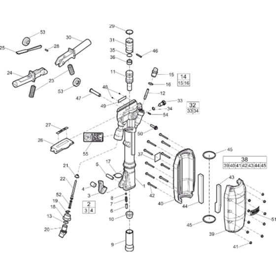 Main Assembly for Atlas Copco TEX230PE Hexagon 32x160mm Handheld Pneumatic Breakers (from s/n PUN000001 onwards)