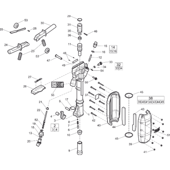 Main Assembly for Atlas Copco TEX280PE Hexagon 28x160mm Handheld Pneumatic Breakers (from s/n PUN000001 onwards)