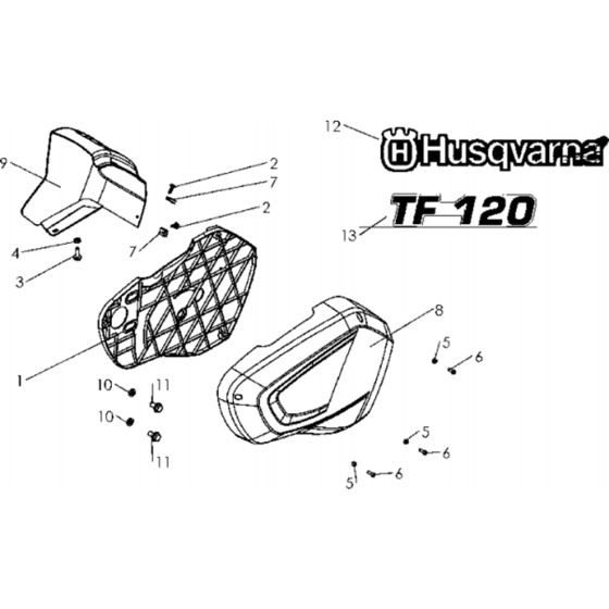 Cover Assembly for Husqvarna TF 120 Cultivator/Tiller