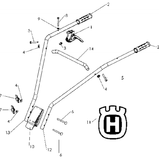 Handle & Controls Assembly for Husqvarna TF 120 Cultivator/Tiller