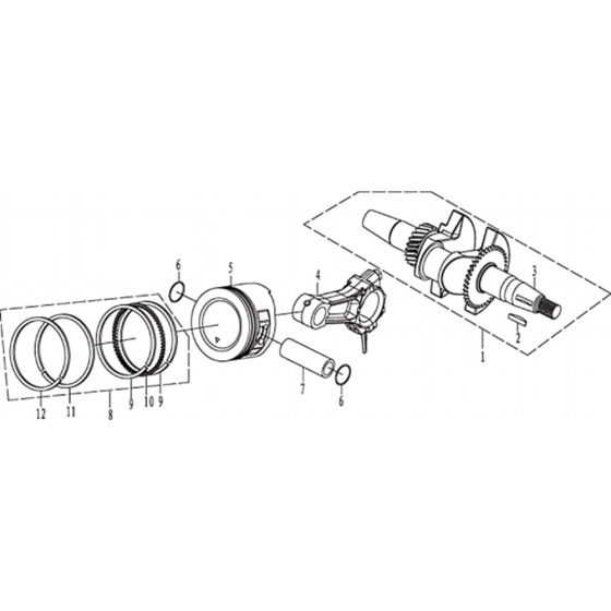 Crankshaft Assembly for Husqvarna TF 338 Cultivator/Tiller