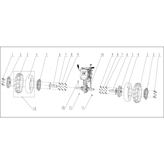 Wheels & Tires Assembly for Husqvarna TF 545P Cultivator/Tiller