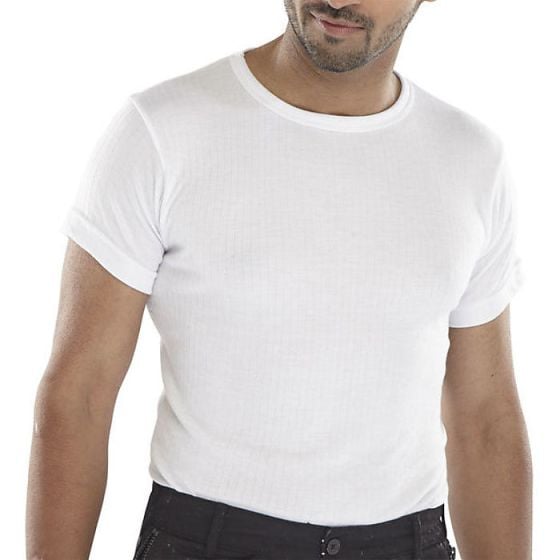 Thermal Vest Base Layer Short Sleeve Polyester Viscose Fabric White LRG