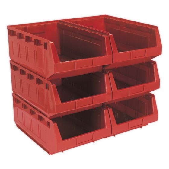 Plastic Storage Bin 310 x 500 x 190mm - Red Pack of 6 Sealey Part No. TPS56R