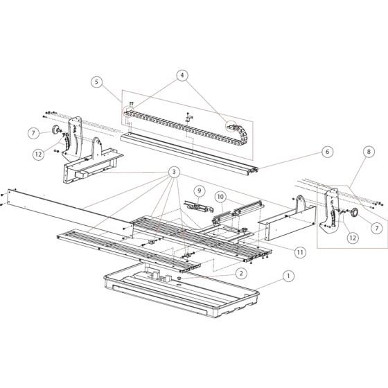 Table Assembly for Norton Clipper TR201E Tile Saw