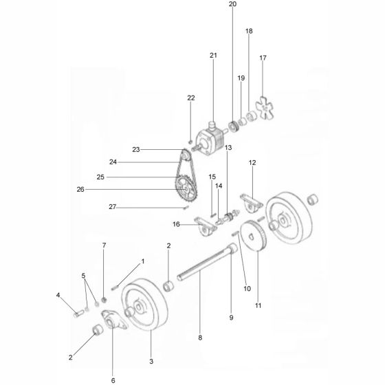 Transmission Setup Assembly for Altrad Belle Claymore Floor Saw