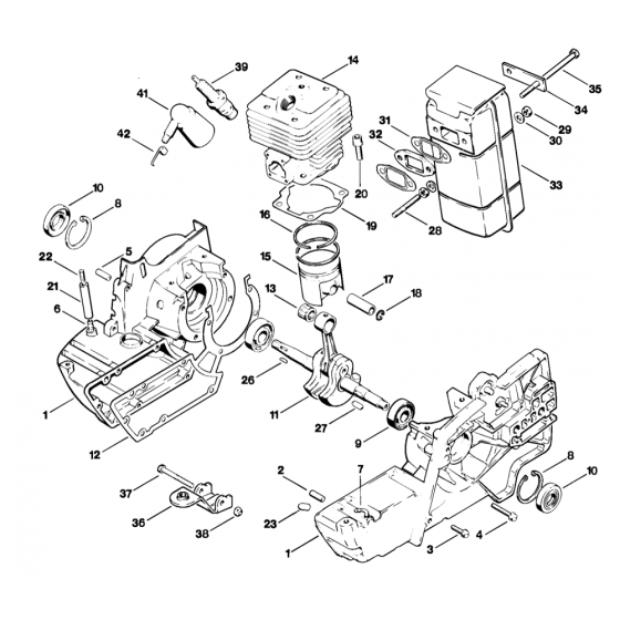 Stihl TS08 Disc Cutter Crankcase and Cylinder