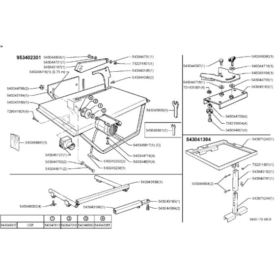 Complete Assembly for Husqvarna TS 300 D Masonry Saw