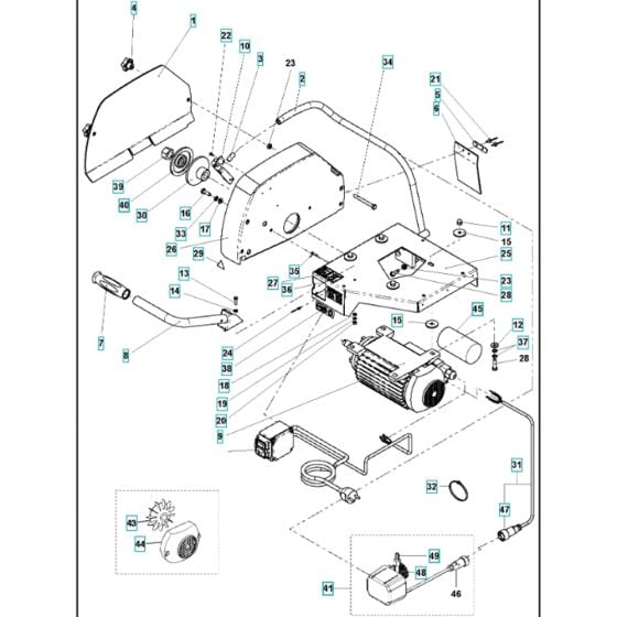 Motor, Blade Guard Assembly for Husqvarna TS 350 E Masonry Saw