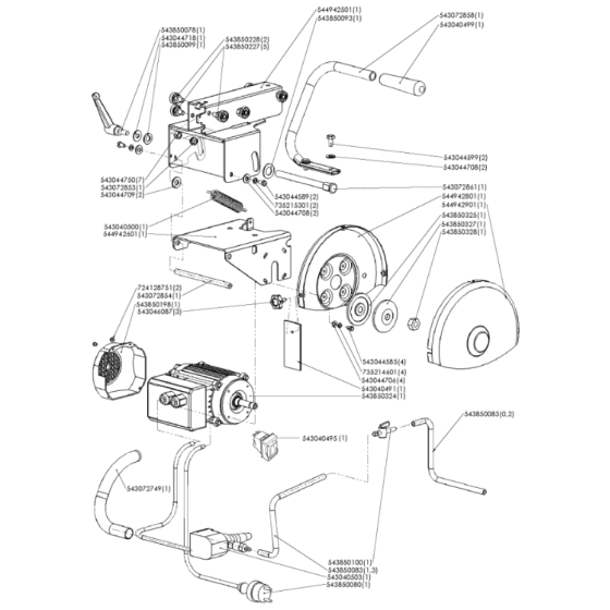 Motor, Blade Guard Assembly for Husqvarna TS 66 R Masonry Saw