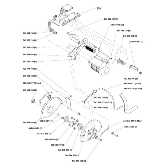 Cutting Arm, Blade Guard Assembly for Husqvarna TS 73 R Masonry Saw