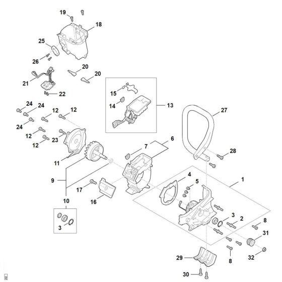 Electric motor, Electronic module, Battery compartment for Stihl TSA300 Disc Cutter