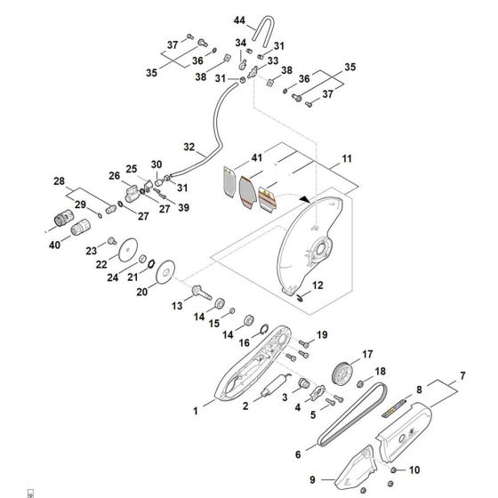 Connector, Guard for Stihl TSA300 Disc Cutter