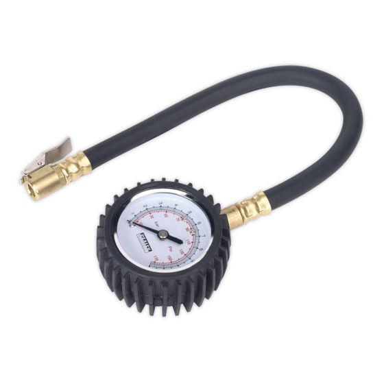 Tyre Pressure Gauge with Clip-On Chuck 0-7bar(0-100psi) Sealey Part No. TST/PG6