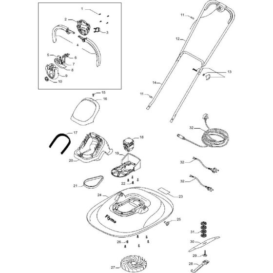 Complete Product Assembly for Flymo TURBO LITE 350 Mowers