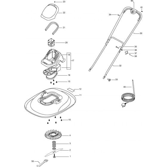 Complete Product Assembly for Flymo TURBO LITE 400 Mowers