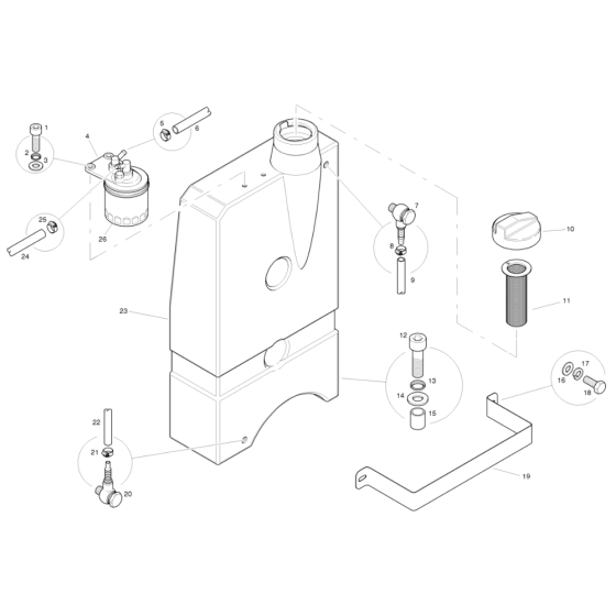 Fuel Tank for Benford Terex Mecalac TV800 - TV900 Rollers