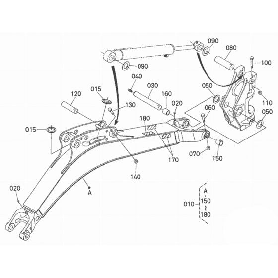 Boom Assembly for Kubota U17 Mini Excavator