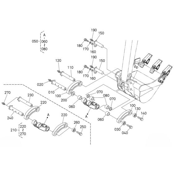 Dipper Arm/Bucket Link for Kubota U17 Mini Excavator