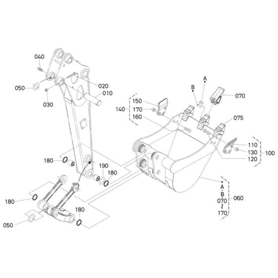 Bucket Assembly for Kubota U20-3a Mini Excavator