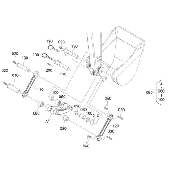 Dipper Arm/ Bucket Link Assembly for Kubota U20-3a Mini Excavator