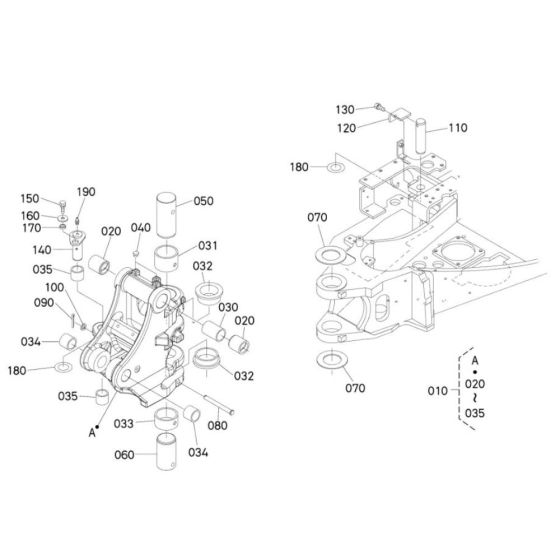 Kingpost Assembly for Kubota U20-3a Mini Excavator