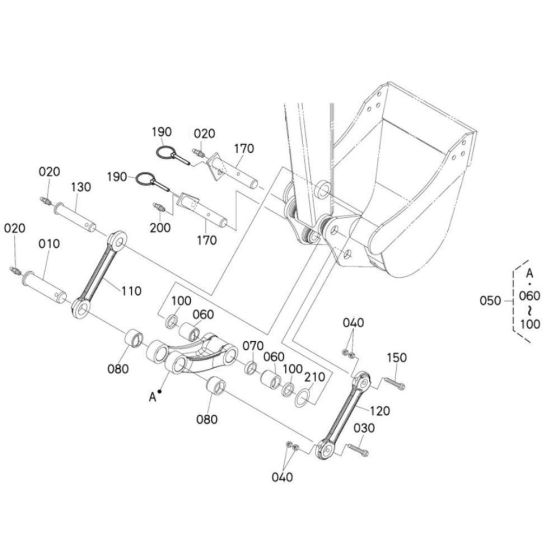 Bucket Link Assembly for Kubota U25-3a Mini Excavator