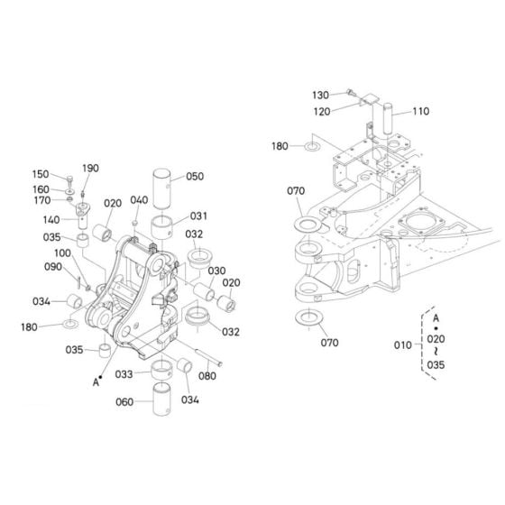 Kingpost Assembly for Kubota U25-3a Mini Excavator