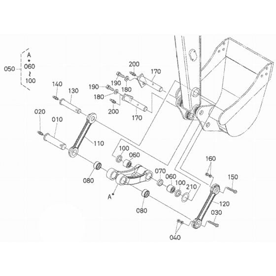 Dipper Arm/Bucket Link for Kubota U25S Mini Excavator