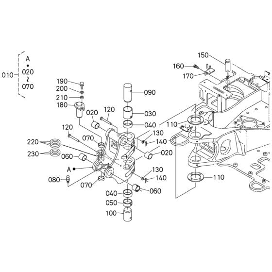 Kingpost Assembly for Kubota U27-4 Mini Excavators