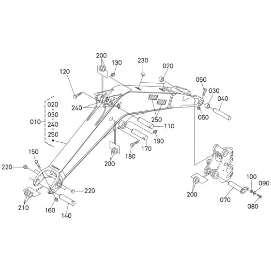 Boom Assembly for Kubota U27-4 Mini Excavators