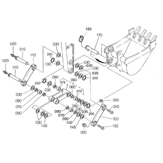 Dipper Arm/ Bucket Link Assembly for Kubota U30-3a2 Mini Excavator