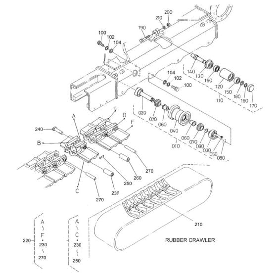 Track Roller Assembly for Kubota U30-3a2 Mini Excavator