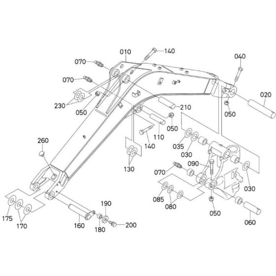 Boom Assembly for Kubota U30-5 Mini Excavator