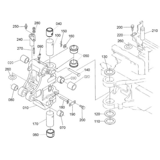 Kingpost Assembly for Kubota U35-3 Mini Excavator