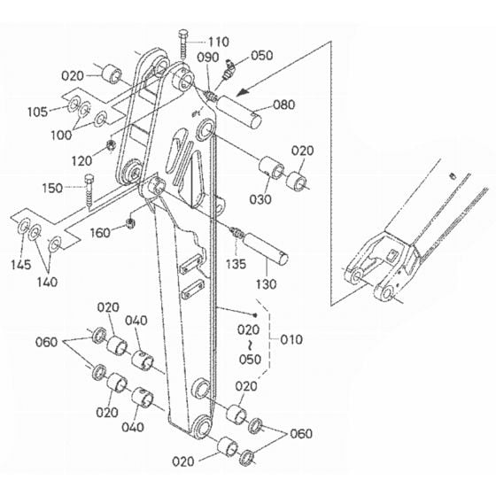 Dipper Arm Assembly for Kubota U35S Mini Excavator