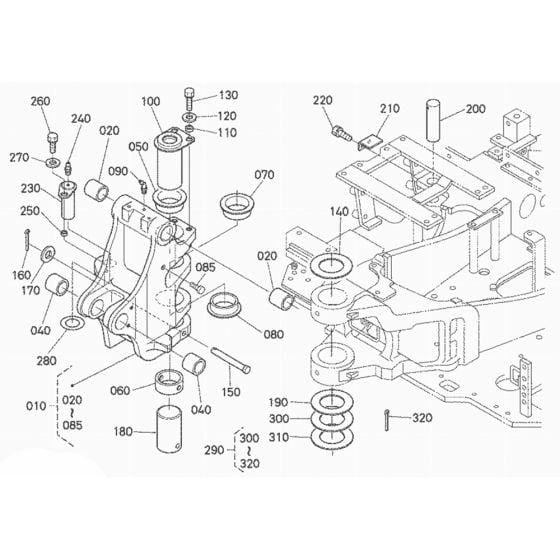 Kingpost Assembly for Kubota U45S Mini Excavator