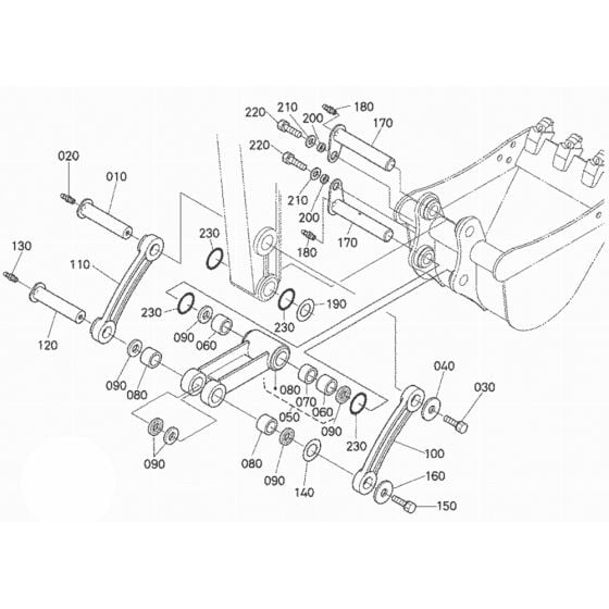 Dipper Arm/Bucket Link for Kubota U45S Mini Excavator