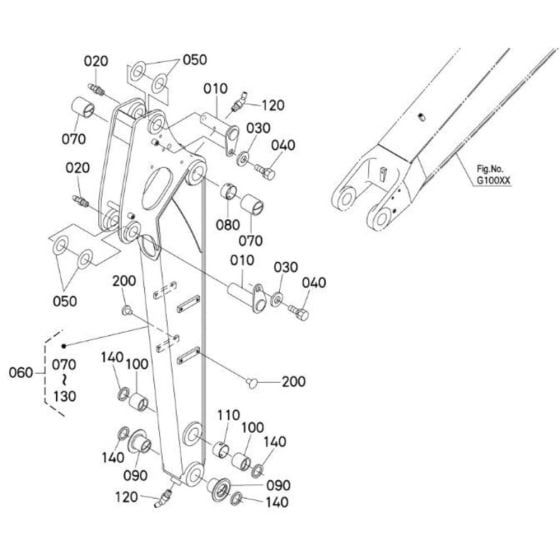 Dipper Arm Assembly for Kubota U48-4 Mini Excavator