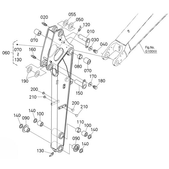 Dipper Arm Assembly for Kubota U48-5 Mini Excavator