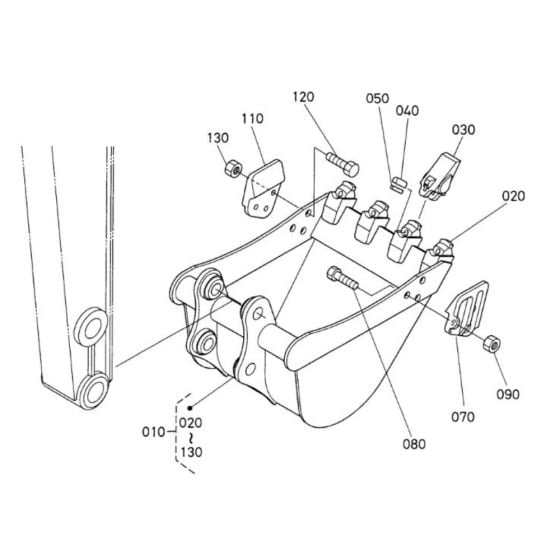 Bucket (Revision 10-05) Assembly for Kubota U50-3a Mini Excavator