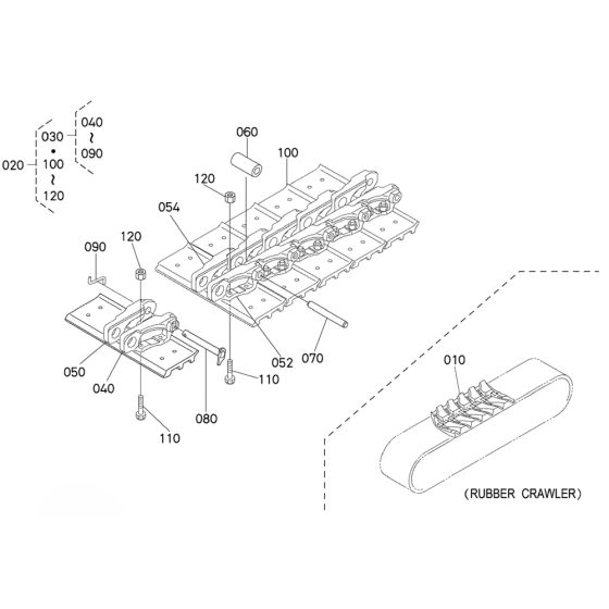 Crawler Assembly for Kubota U55-5 Mini Excavator