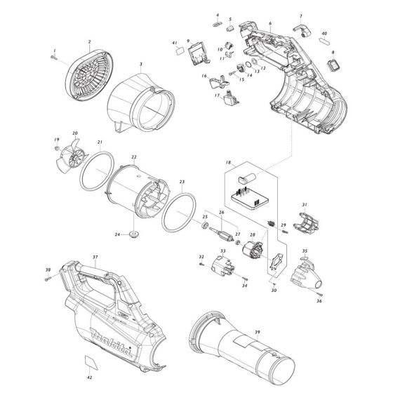 Complete Assembly for Makita UB001G Blower