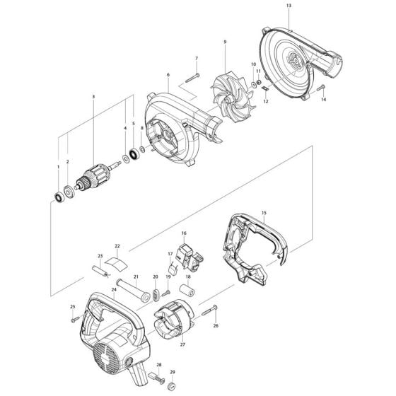 Complete Assembly for Makita UB1103 Blower