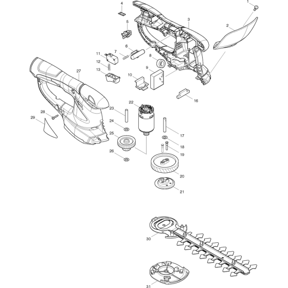 Complete Assembly for Makita UH200DW Hedge Trimmers